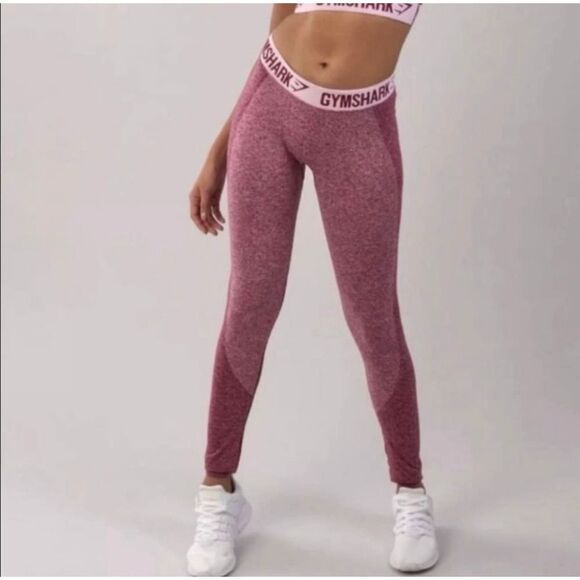 Gymshark Flex Seamless Dark Ruby Marled Athletic Leggings S - Picture 1 of 6